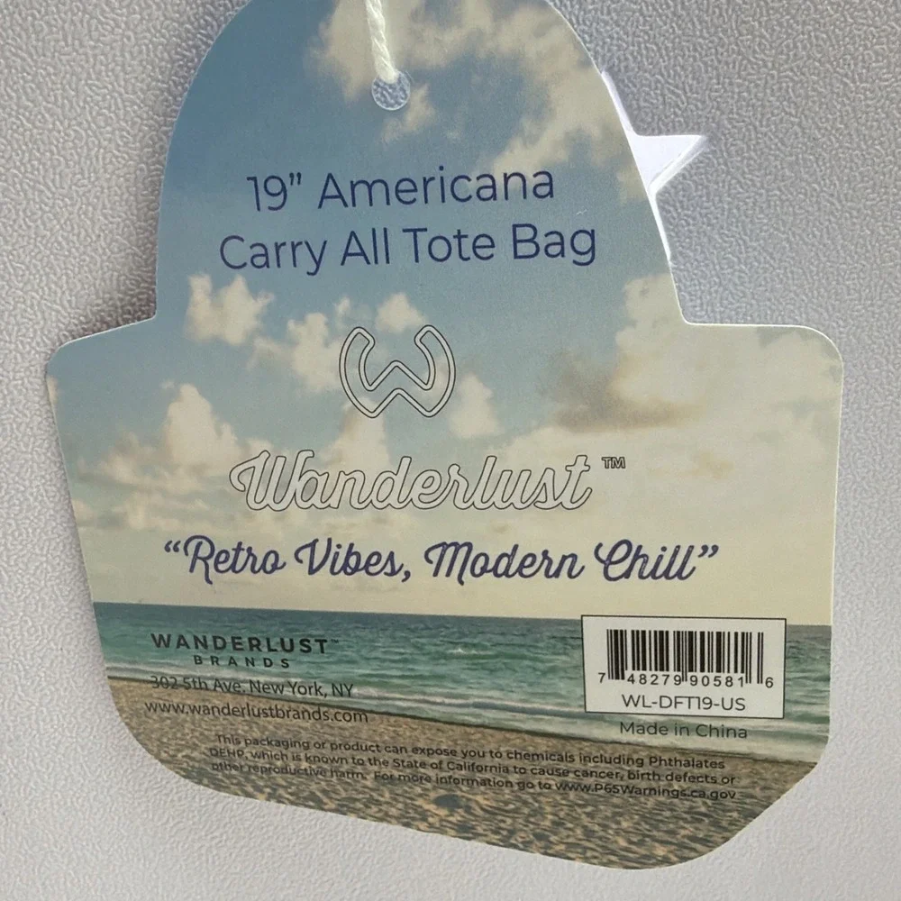 WANDERLUST 14'' AMERICANA CARRY ALL TOTE BAG RUBBER LIMITED EDITION Retro Vibes